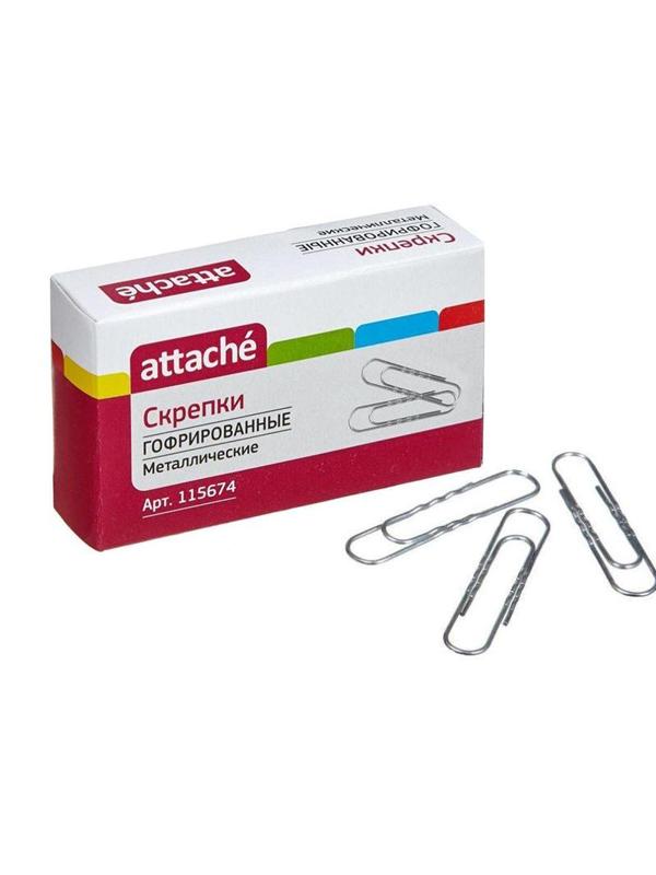 Скрепки Attache  металлические без. покрытия,50 мм,гофрированные,50шт/уп