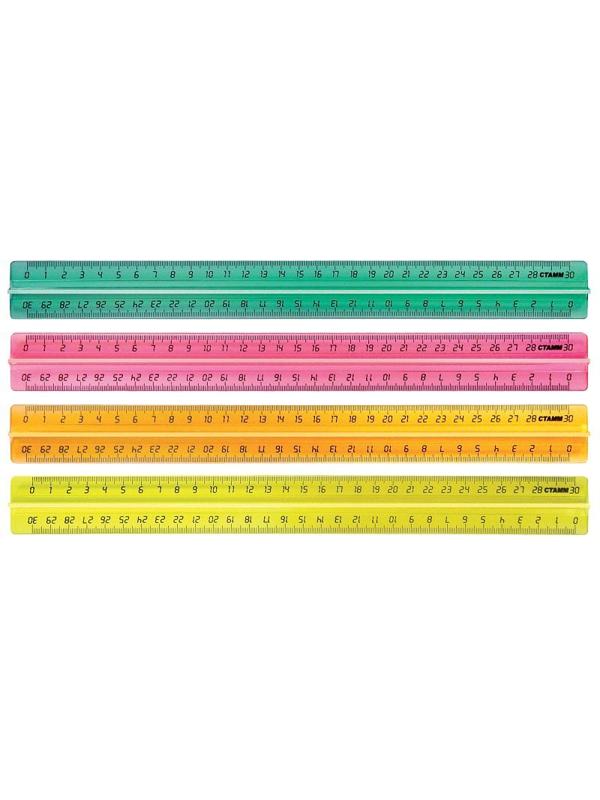 Линейка 30см Attache с держателем прозрачно-яркие цвета в ассорт ЛН42АЕ