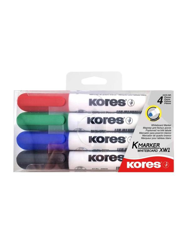 Набор маркеров для белых досок KORES 3мм 4шт/уп '20843