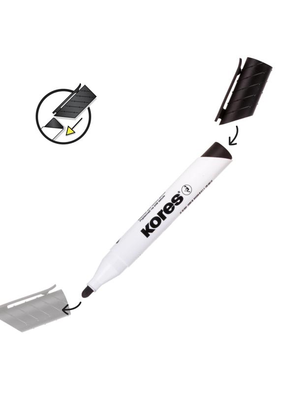 Маркер перманентный KORES черный 1,5-3мм круглый наконечник 20930