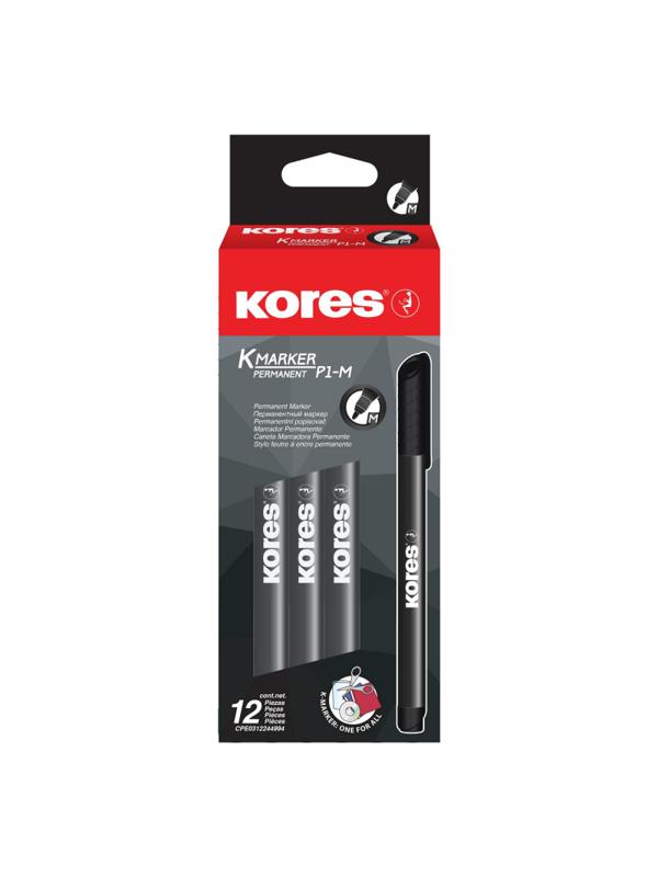 Маркер перманентный KORES черный 1 мм