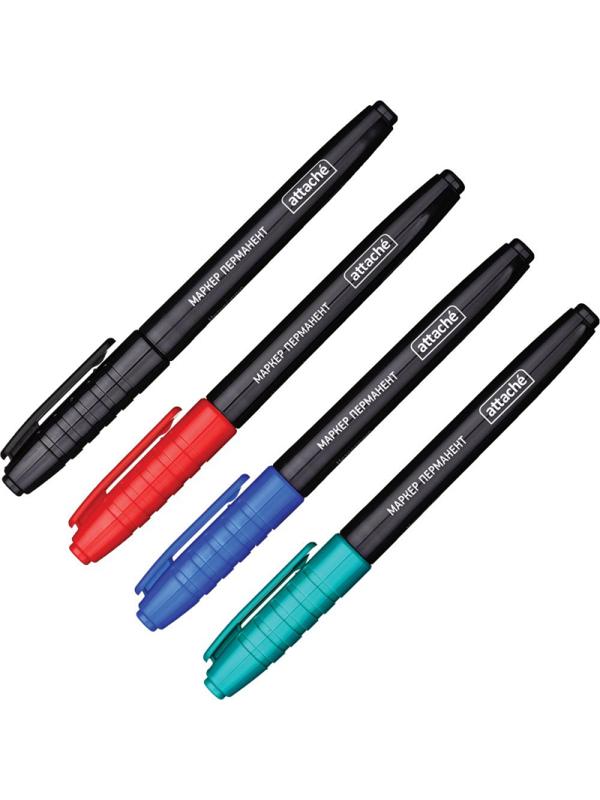Набор маркеров перманентных ATTACHE 1,5-3мм. набор 4цв