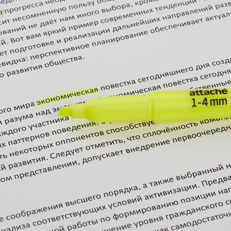 Маркер текстовыделитель желтый 1-3,9мм Attache