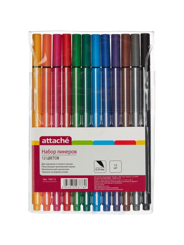 Линер Attache Rainbow 12цв/набор 0,33 мм трехгран.корпус