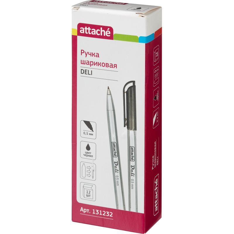 Ручка шариковая неавтоматическая Attache Deli 0,5мм черный масл.осн Россия
