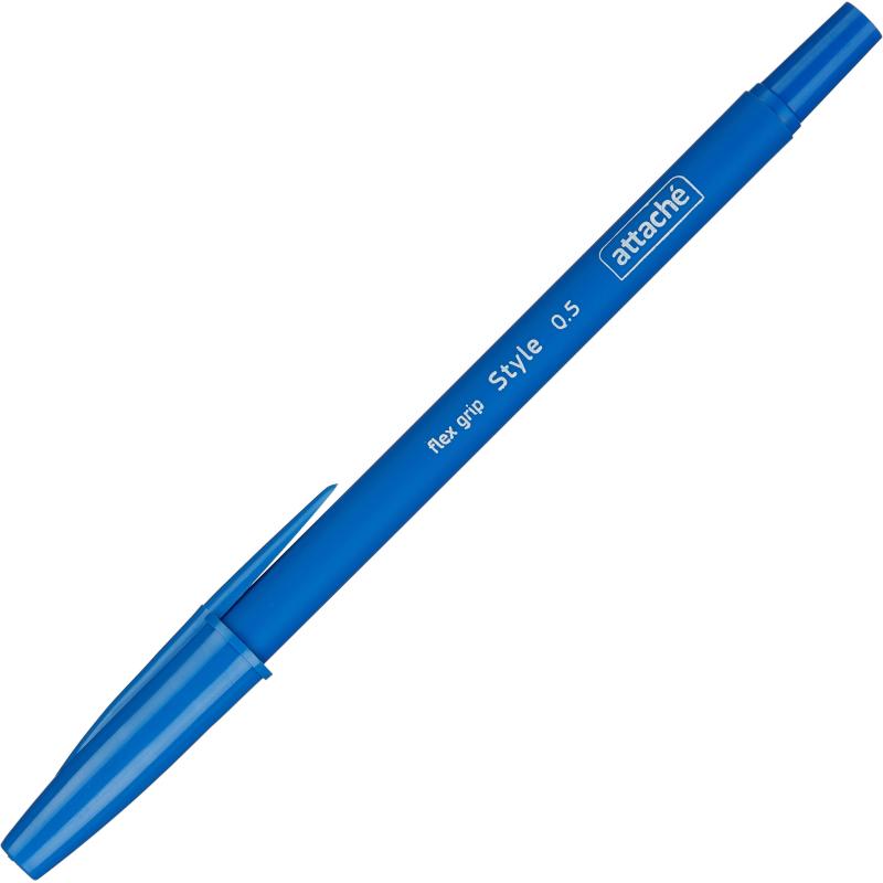 Ручка шариковая неавтоматическая Attache Style 0,5мм прорезин.корп.синий ст