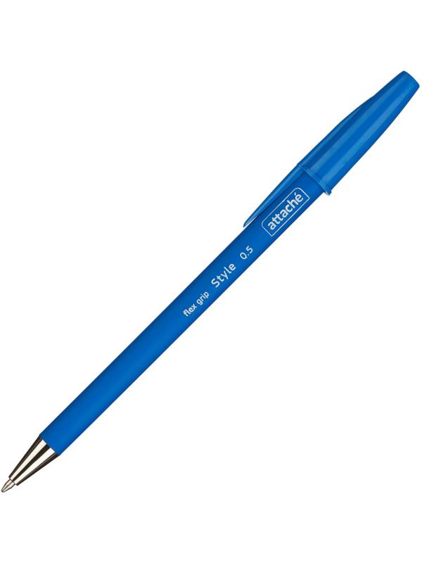 Ручка шариковая неавтоматическая Attache Style 0,5мм прорезин.корп.синий ст