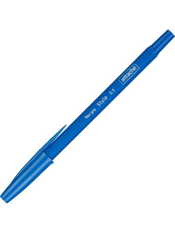 Ручка шариковая неавтоматическая Attache Style 0,5мм прорезин.корп.синий ст
