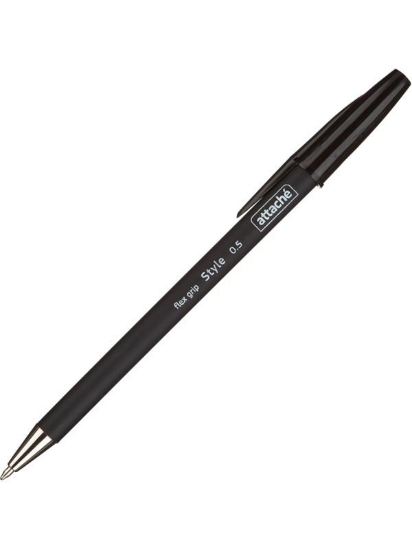 Ручка шариковая неавтоматическая Attache Style 0,5мм прорезин.корп.черн ст