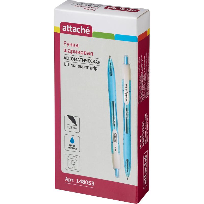 Ручка шариковая автоматическая Attache Ultima Supergrip 0,5мм син,манж