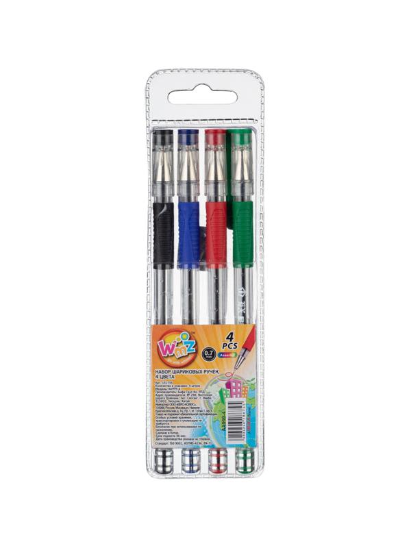 Ручка шариковая неавтоматическая Beifa 4цв/наб с резин.манжет АА999-4 Китай