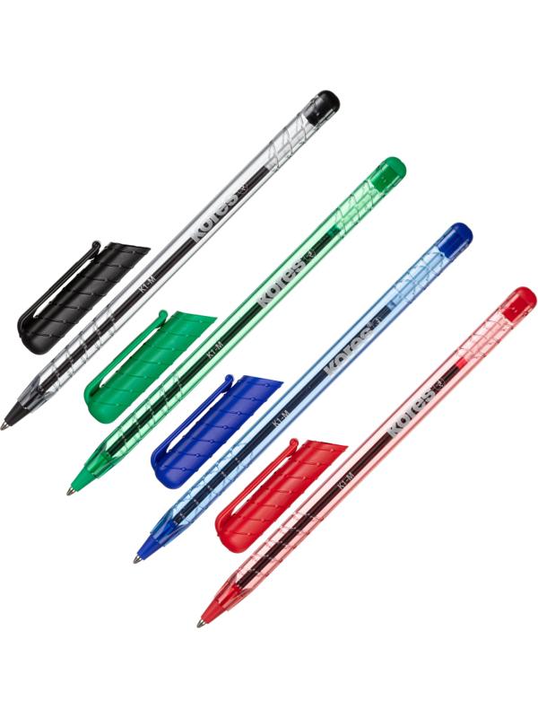 Ручка шариковая неавтоматическая KORES К1 0,7ммтреуг.корп4шт/бл сн/чр/кр/зл