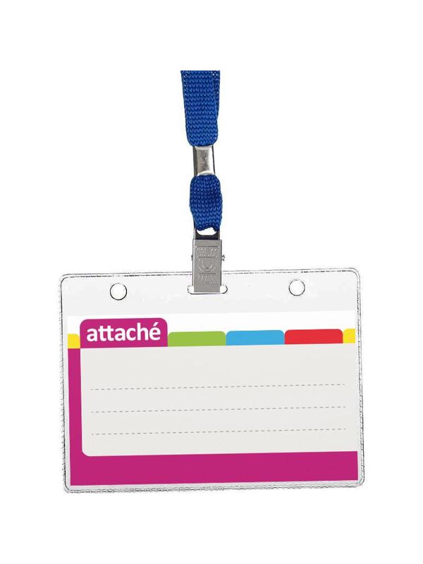 Бейдж 120х87мм металл зажим/тесьма син.(10шт.) 1065ГК-101