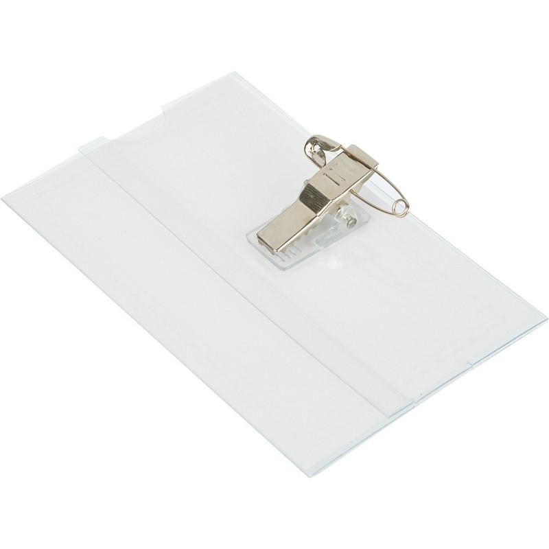 Бейдж 90х55мм металл зажим/булавка