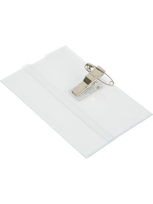 Бейдж 90х55мм металл зажим/булавка