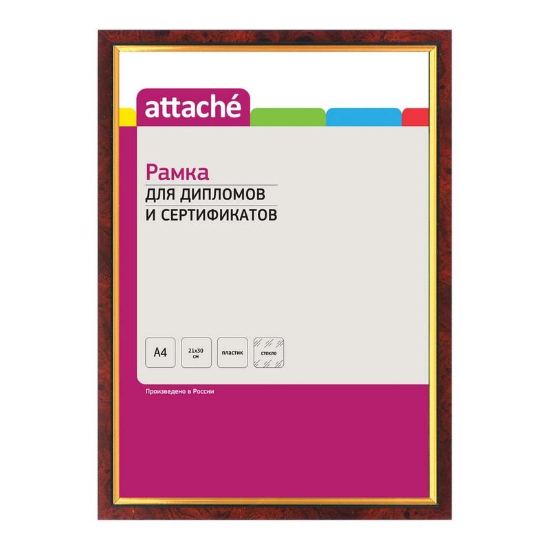 Рамка А4(21х30)ATTACHE красное дерево+золото,пласт