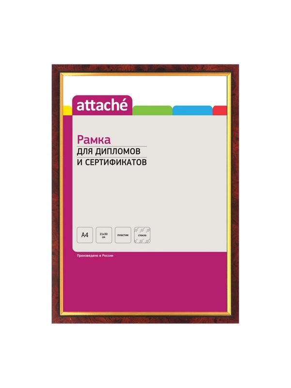 Рамка А4(21х30)ATTACHE красное дерево+золото,пласт