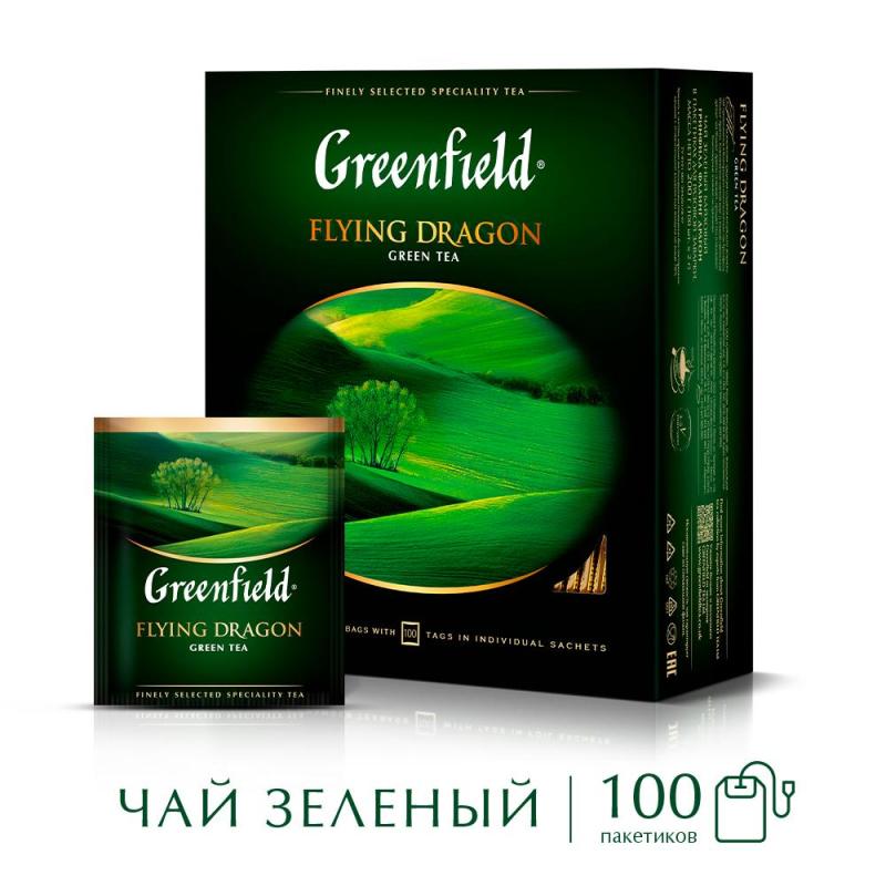 Чай Greenfield Flying Dragon зеленый фольгир.100пак/уп 0585-09