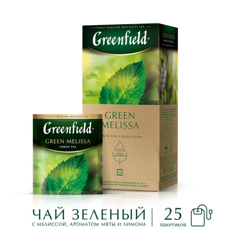 Чай Greenfield Green Melissa зеленый фольгир.25пак/уп 0435-10