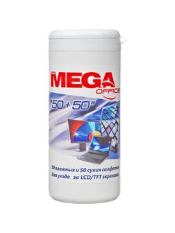 Салфетки Attache Selection д/экранов, туба, вл+сух, 50+50 шт, 130х170