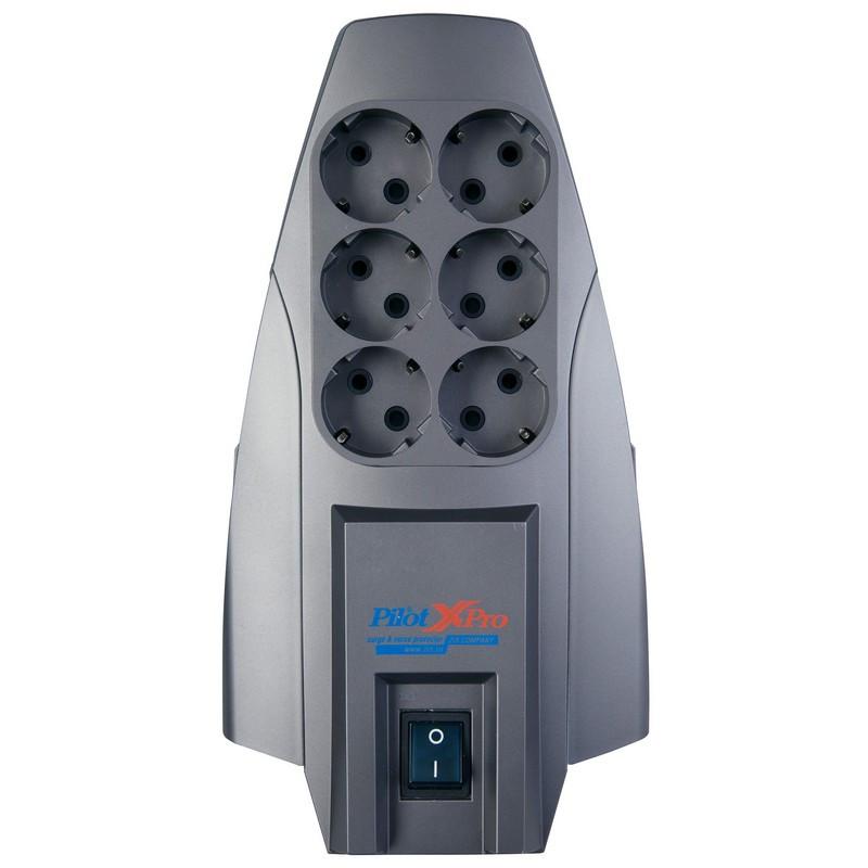Сетевой фильтр PILOT X-Pro (6-4упр./1,8м/10А/650Дж/темно-серый)