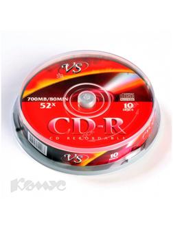 Носители информации CD-R, 52x, VS, Cake/10, VSCDRCB1001