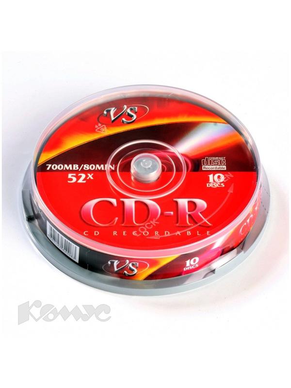 Носители информации CD-R, 52x, VS, Cake/10, VSCDRCB1001