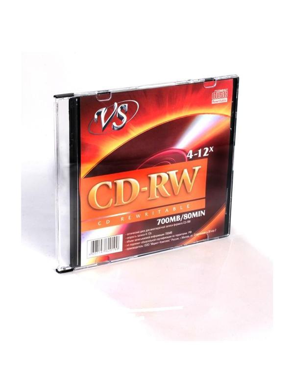 Носители информации CD-RW, 4x-12x, VS, Slim/5, VSCDRWSL501