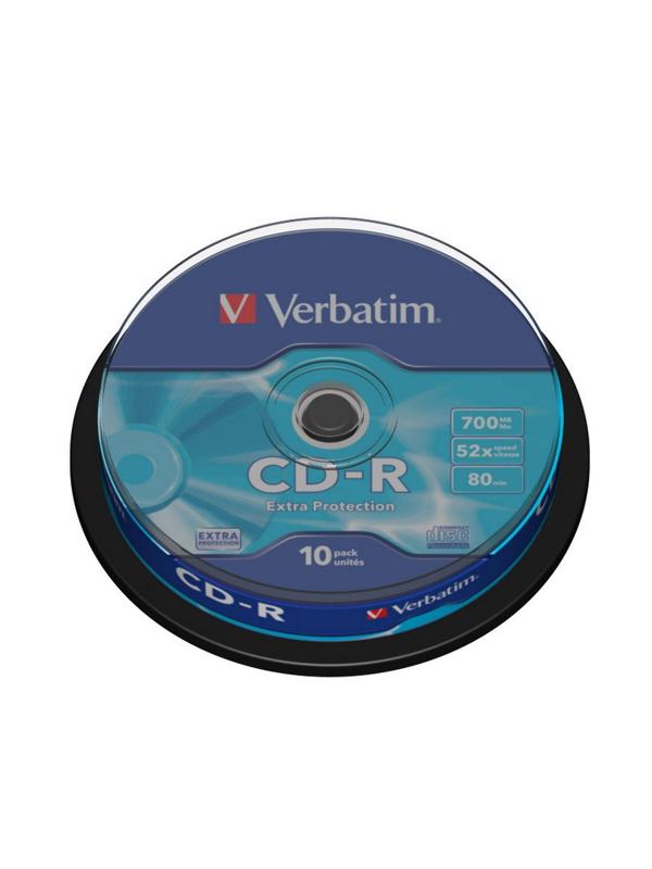 Носители информации CD-R, 52x, Verbatim Extra Protection, Cake/10, 43437