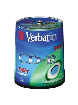 Носители информации CD-R, 52x, Verbatim Extra Protection, Cake/100, 43411