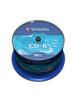 Носители информации CD-R, 52x, Verbatim Extra Protection, Cake/50, 43351