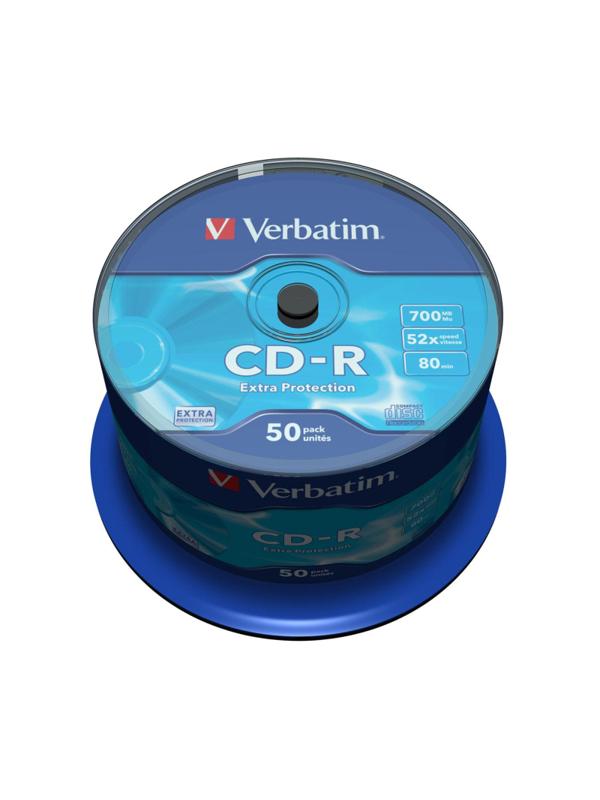 Носители информации CD-R, 52x, Verbatim Extra Protection, Cake/50, 43351