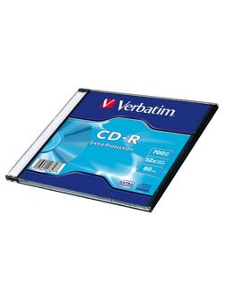 Носители информации CD-R, 52x, Verbatim Extra Protection, Slim/1, 43347