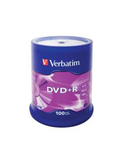 Носители информации DVD+R, 16x, Verbatim Azo Matt Silver, Cake/100, 43551