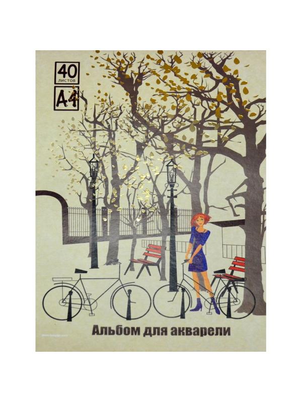 Альбом для рисования акварелью Kroyter 40л,склей А4,Город,фольга,60120