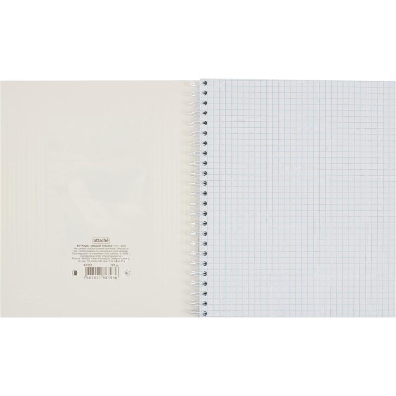 Тетрадь общая Attache,120л,клет,А5,спир,обл.лак.карт
