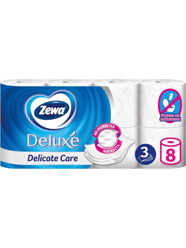 Бумага туалетная Zewa Deluxe 3сл бел 100%цел втул 20,7м 150л 8рул/уп 5366