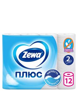 Бумага туалетная Zewa-Plus 2сл бел втор втул 23м 184л 12рул/уп 144090