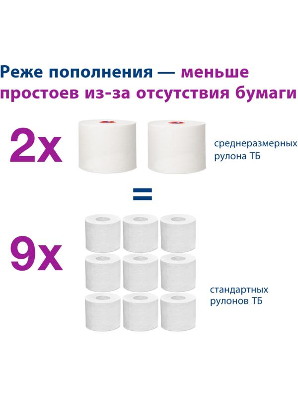 Бумага туалетная д/дисп Tork Mid-size Т6 Advanced 2сл бел 100м 27рул 127530