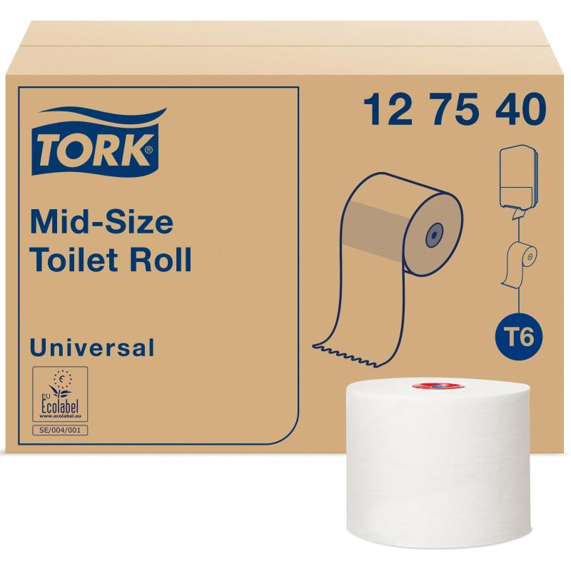Бумага туалетная д/дисп Tork Mid-size Т6 Universal 1сл бел135м 27рул 127540