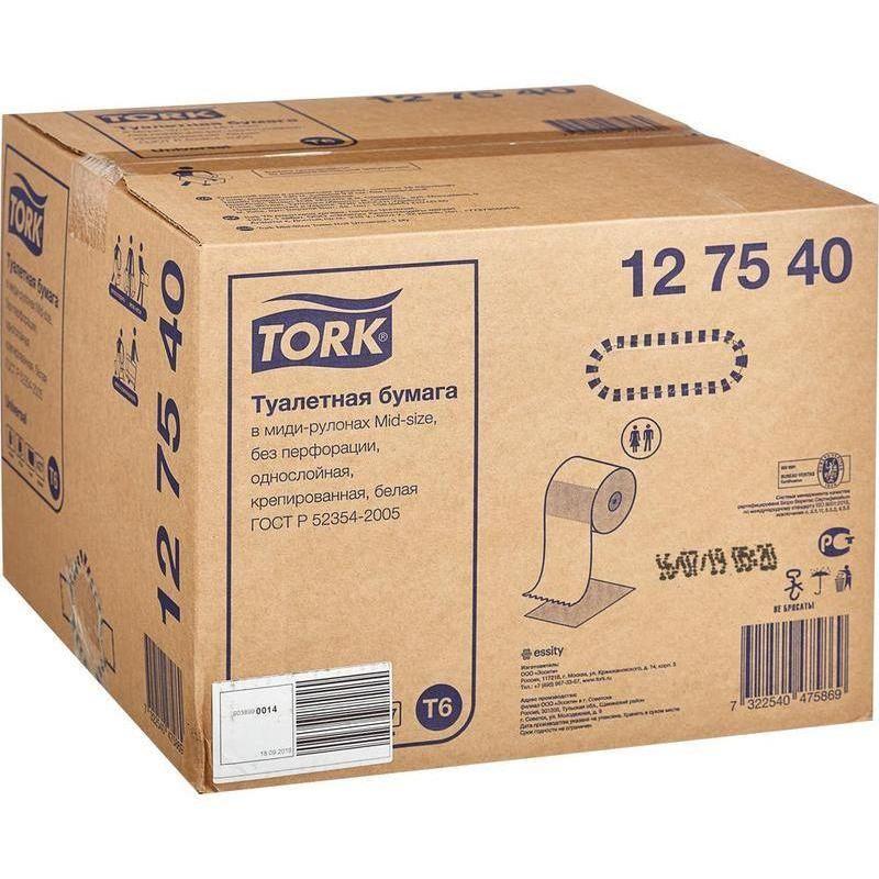 Бумага туалетная д/дисп Tork Mid-size Т6 Universal 1сл бел135м 27рул 127540