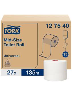 Бумага туалетная д/дисп Tork Mid-size Т6 Universal 1сл бел135м 27рул 127540