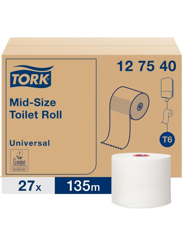 Бумага туалетная д/дисп Tork Mid-size Т6 Universal 1сл бел135м 27рул 127540