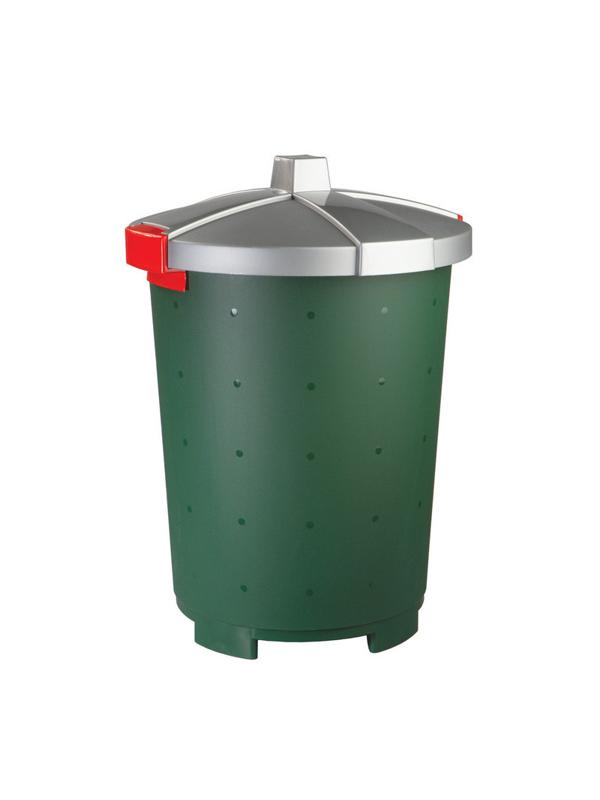 Бак для отходов 45л пластик, зеленый для пищ./непищ. прод.крышка-защелки