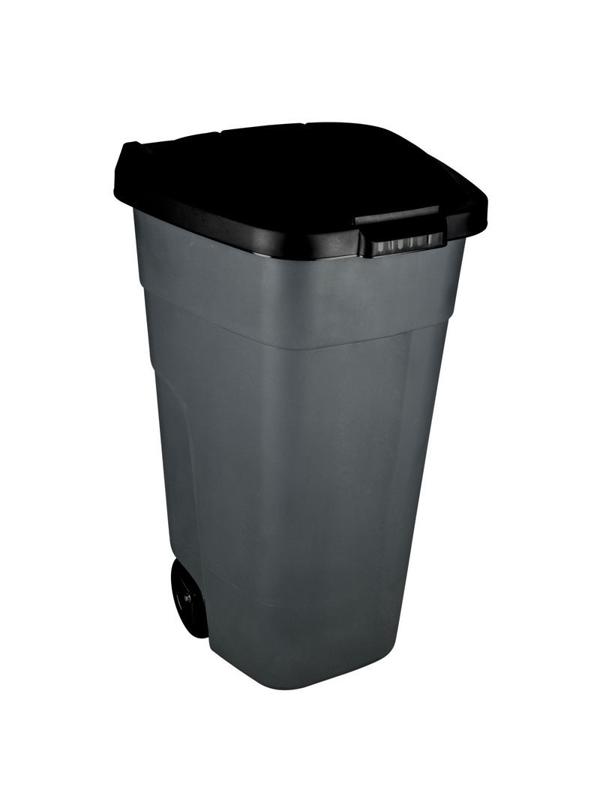Контейнер-бак мусорный 110л пластик, цвет серый, на колесах