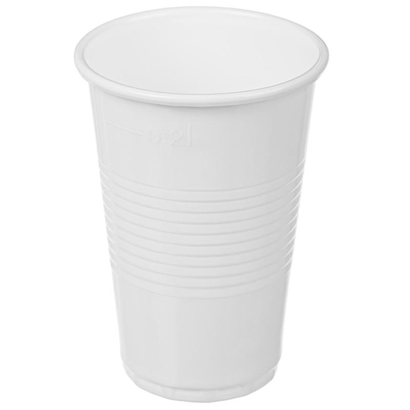 Стакан одноразовый 200мл белый, для хол/гор., КОМУС ПП 100шт/уп