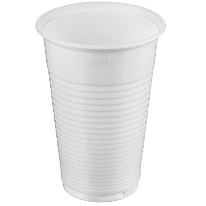 Стакан одноразовый 200мл белый для хол/гор., эконом, КОМУС ПП 100шт/уп
