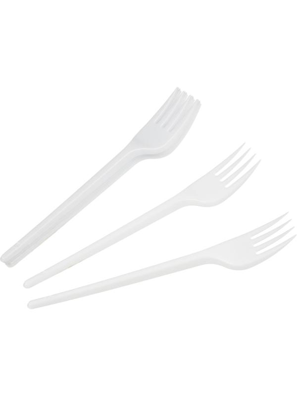 Вилка одноразовая Комус белая, 16,5см, ПС 100шт./уп.