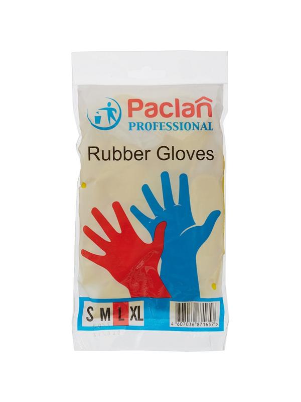 Перчатки резиновые PACLAN Professional латекс хлопк напылен желт 407858 р.L