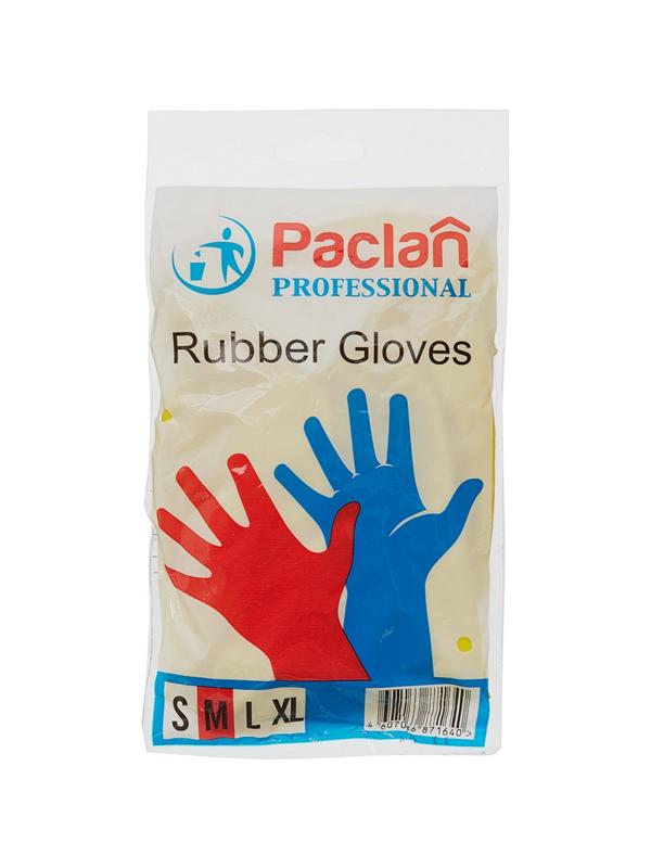 Перчатки резиновые PACLAN Professional латекс хлопк напылен желт 407856 р.М